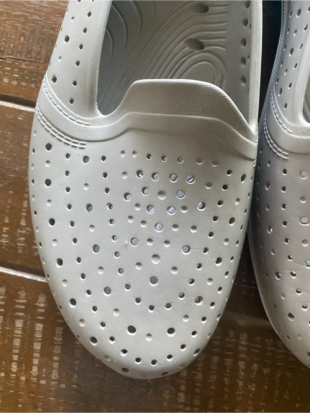 Skechers Men's Perforated Slip-On Loafers in Light Gray